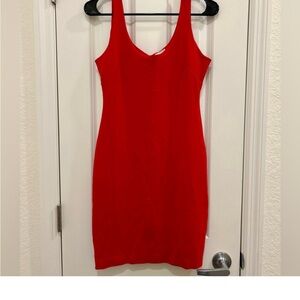 L'AGENCE Red Bodycon Midi Dress